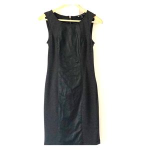 Leather panel mini dress